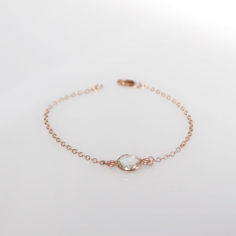 Rose Gold Fill Bracelet | Clear Crystal CZ | Handmade, Made-to-Order | Birthstone Jewelry