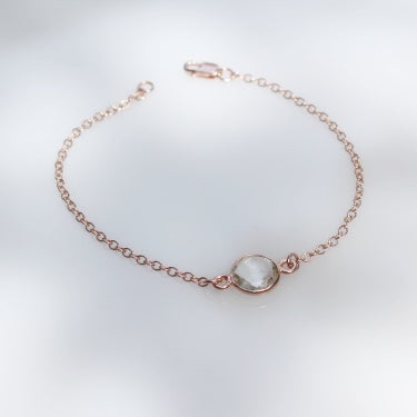 Rose Gold Fill Bracelet | Clear Crystal CZ | Handmade, Made-to-Order | Birthstone Jewelry