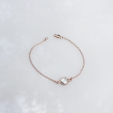 Rose Gold Fill Bracelet | Clear Crystal CZ | Handmade, Made-to-Order | Birthstone Jewelry