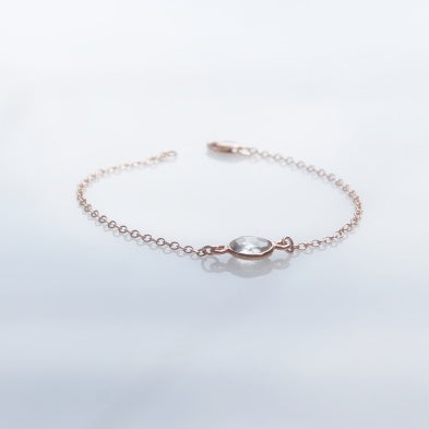 Rose Gold Fill Bracelet | Clear Crystal CZ | Handmade, Made-to-Order | Birthstone Jewelry