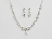 #039: Silver Bridal Jewelry Set – Crystal Necklace & Drop Earrings for Weddings