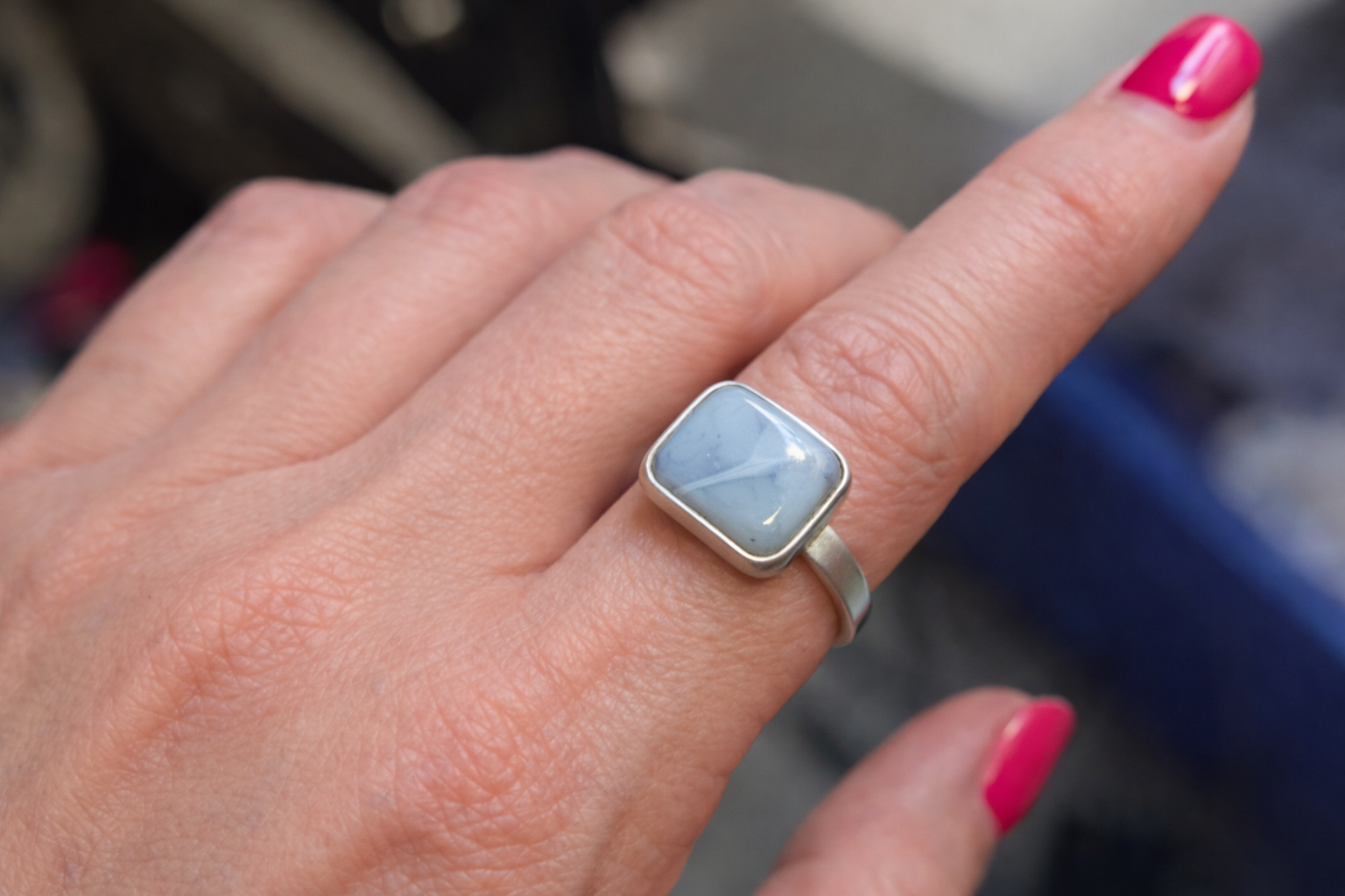 Rectangle Blue Opal Ring – Choose Your Size
