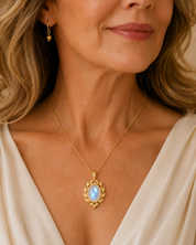 June Pendant | Lunar Authority Pendant — 14K Yellow Gold Moonstone Pendant