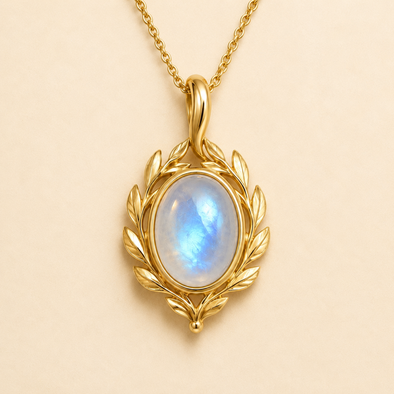 June Pendant | Lunar Authority Pendant — 14K Yellow Gold Moonstone Pendant