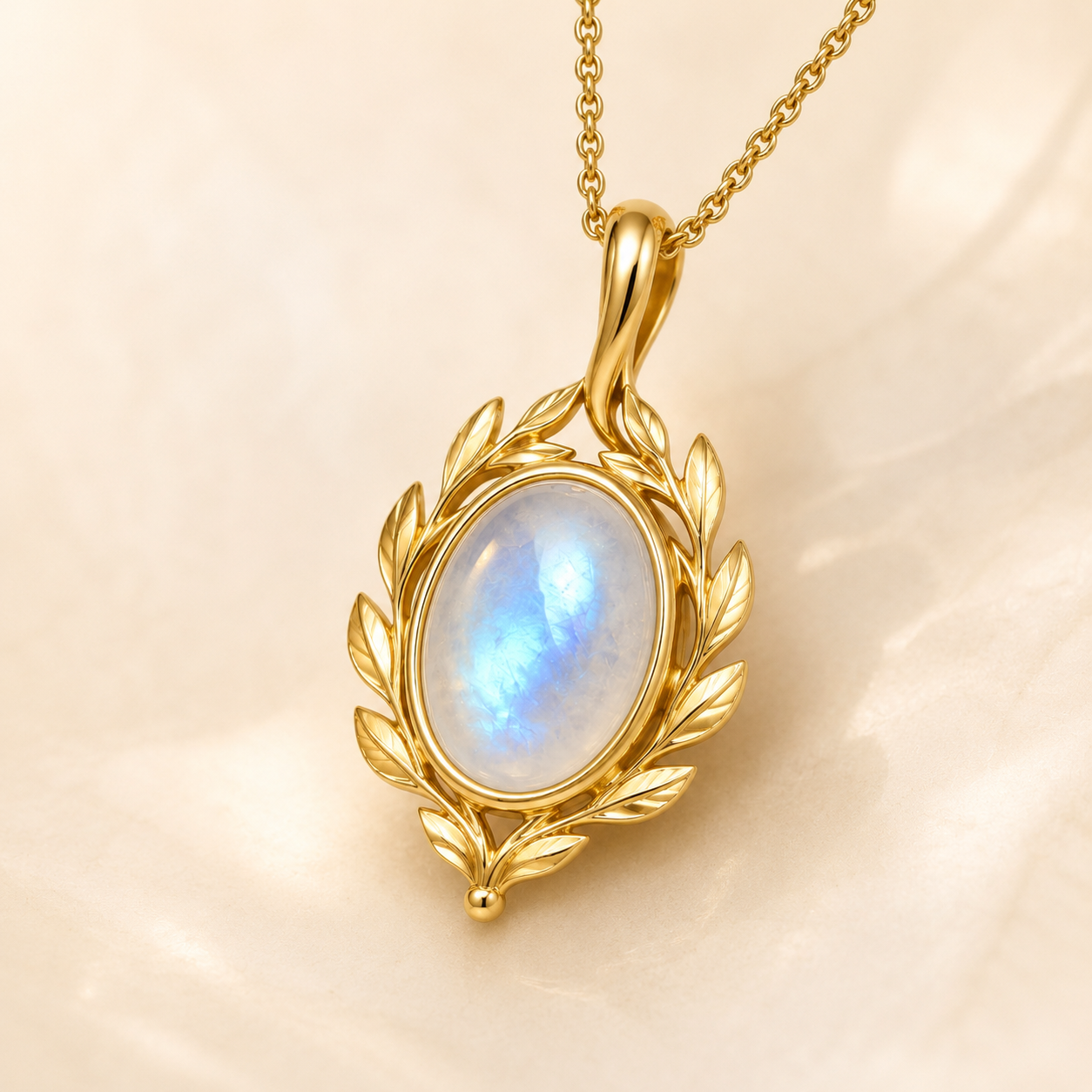 June Pendant | Lunar Authority Pendant — 14K Yellow Gold Moonstone Pendant