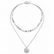 Sample Sale: Silver Sequin Disc Layered Necklace – Stainless Steel Pendant Necklace