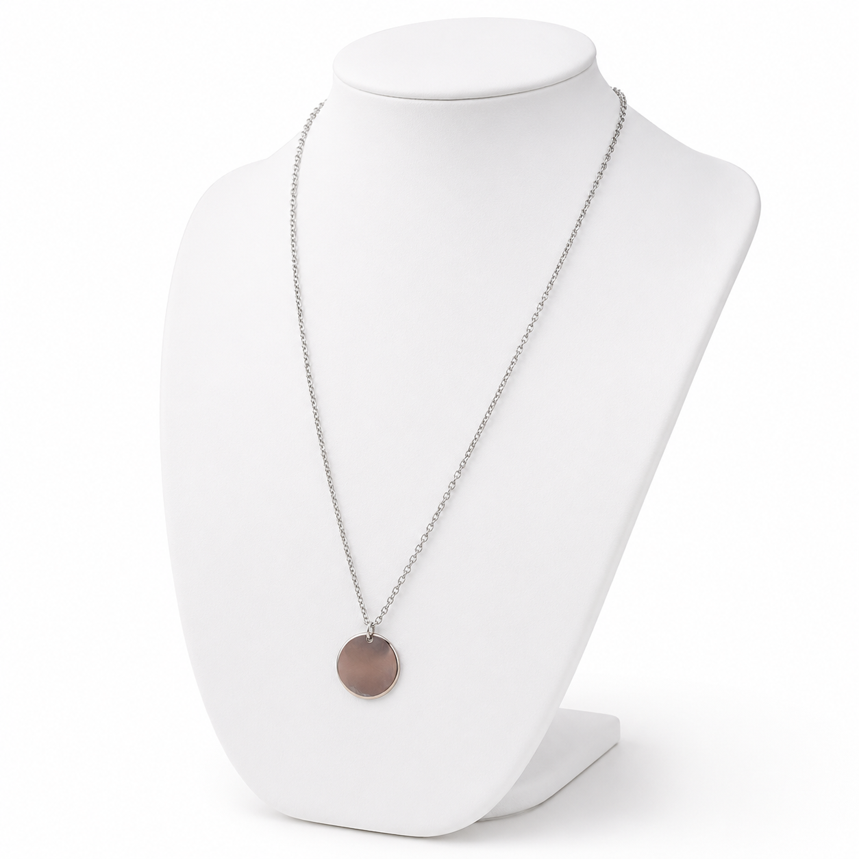 Sample Sale: Silver Disc Pendant Necklace – Simple Stainless Steel Everyday Necklace