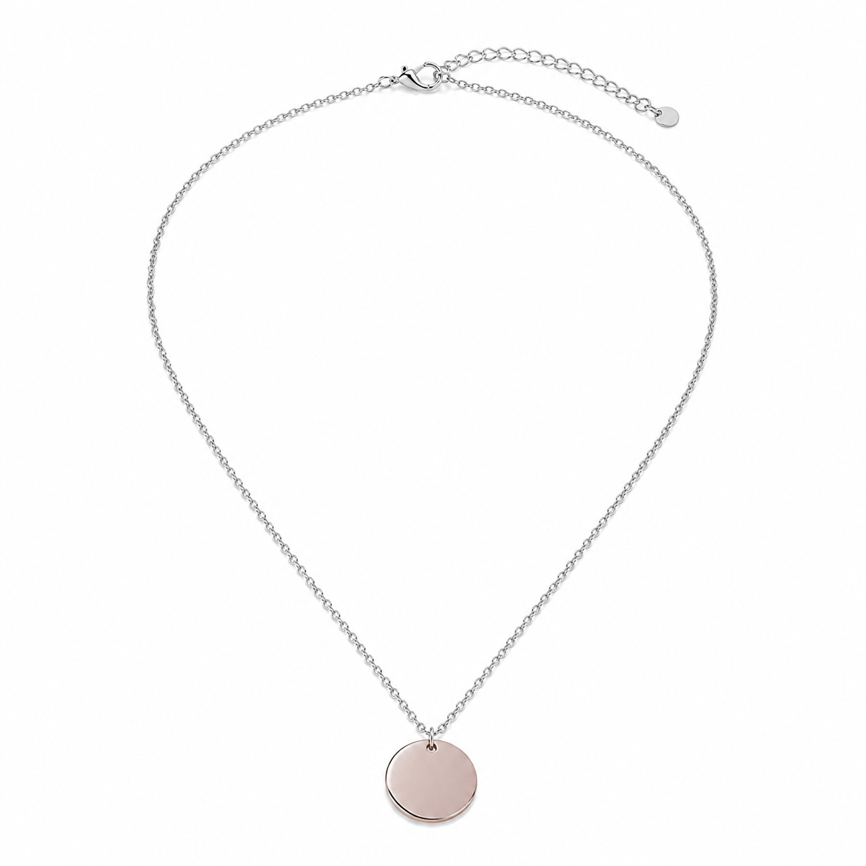 Sample Sale: Silver Disc Pendant Necklace – Simple Stainless Steel Everyday Necklace