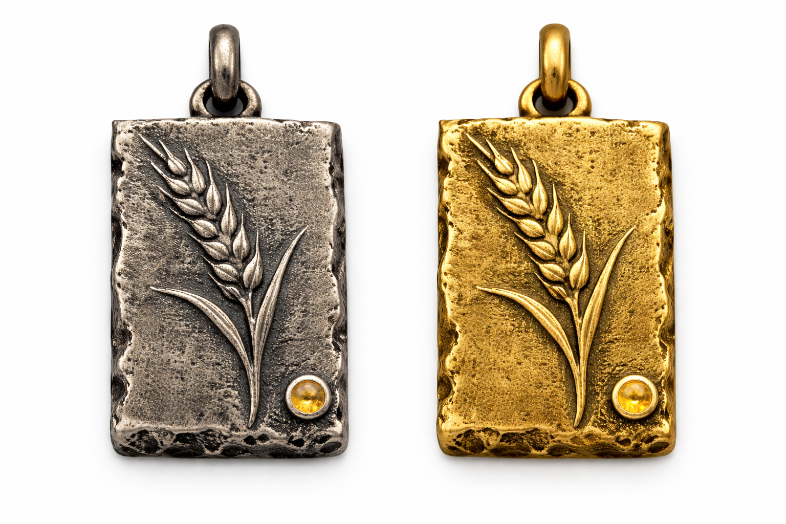 Wheat Tablet Pendant – Ancient Harvest Symbol Necklace