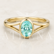 The Shared Horizon Ring — Oval Lab Sapphire Engagement Ring with Sculptural Split Band
