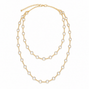 Sample Sale: Gold Crystal Layered Necklace – Long Clear Stone Summer Necklace