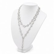 Sample Sale: Silver Crystal Lariat Necklace – Long Layered Clear Stone Statement Necklace