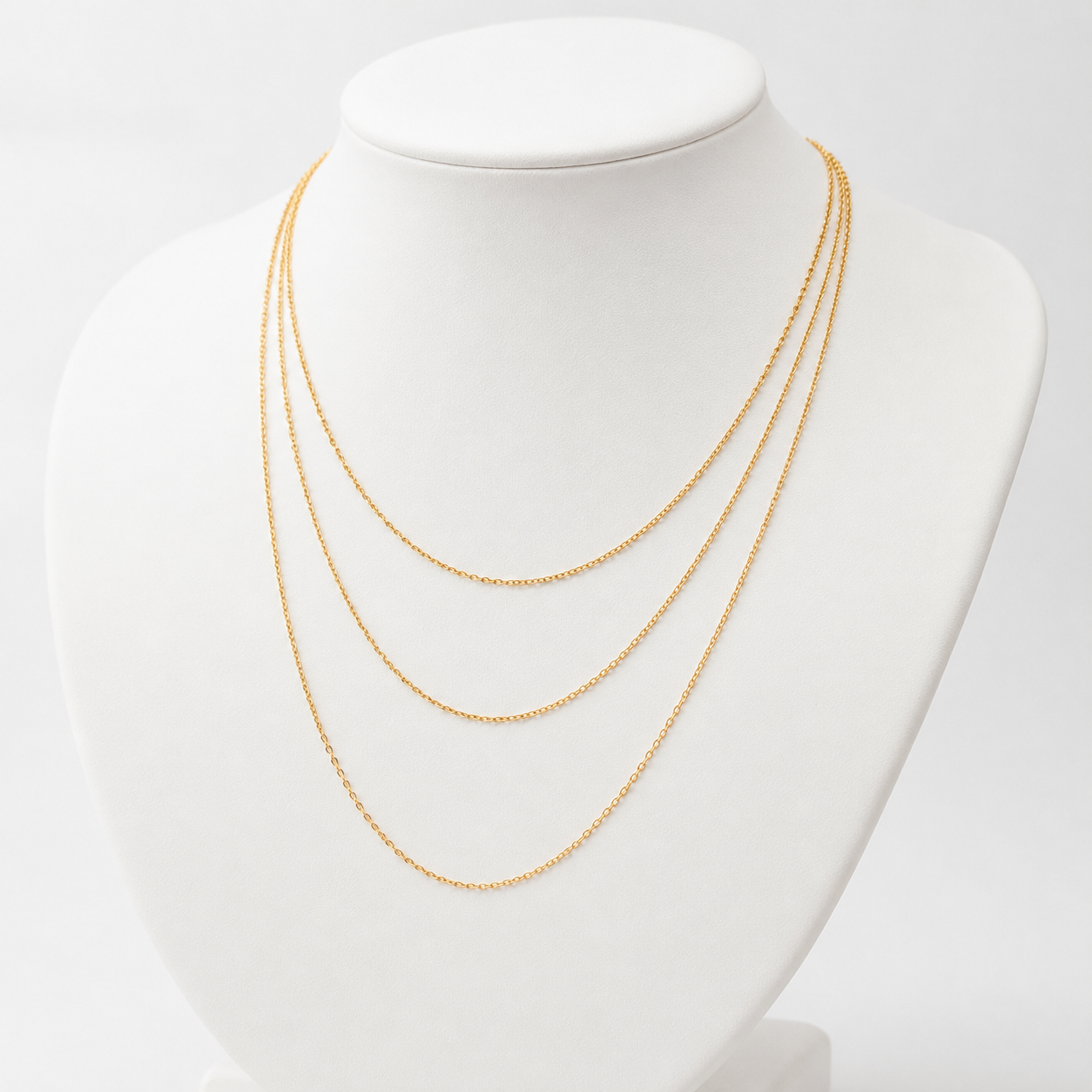 Sample Sale: Gold Layered Necklace – 3 Strand Waterproof Stainless Steel Chain Necklace
