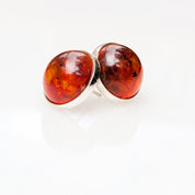 Cognac Aurora Studs | Sterling Silver Baltic Amber | Tears of the Sun