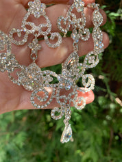 #038: Silver Bridal Jewelry Set – Crystal Necklace & Drop Earrings for Weddings