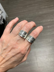 Blueberry Leaf Wraparound Ring | Handmade Sterling Silver & Gold | Unique Leaf Design