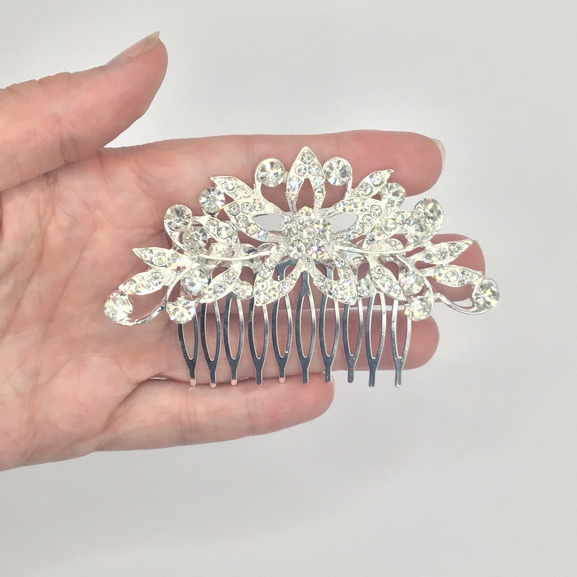 #6 - Silver Crystal Bridal Hair Comb, Wedding, Decorative Pin, Bridal Pin, Bridesmaid, Wedding Hair Accessories, Ornamental Accessories