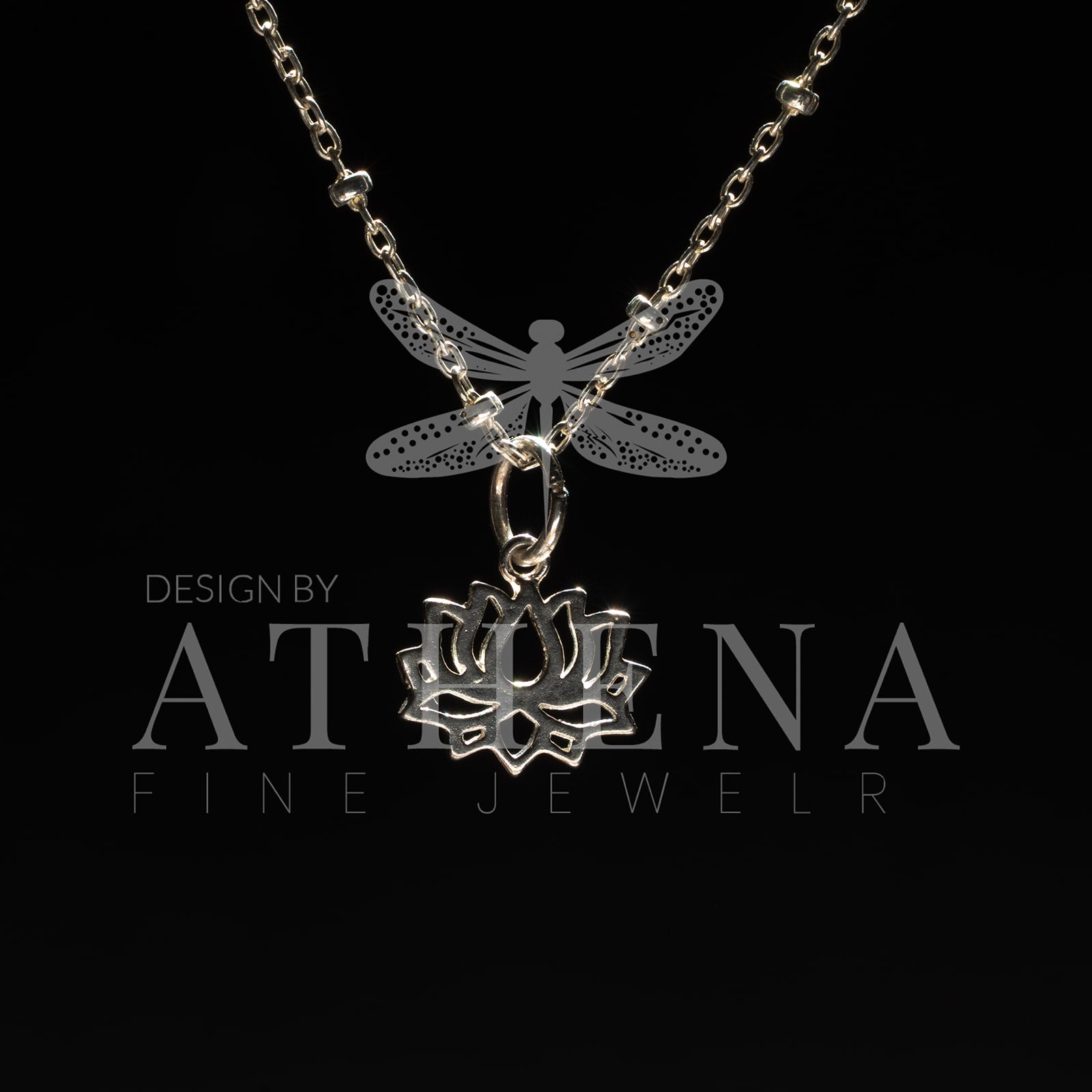 Lotus Pendant Necklace | Stardust Chain with Picasso Beads | Handmade Jewelry