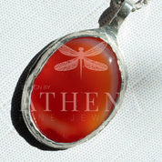 Large Carnelian Necklace in Sterling Silver – Statement Piece Echoes of the Lake Collection