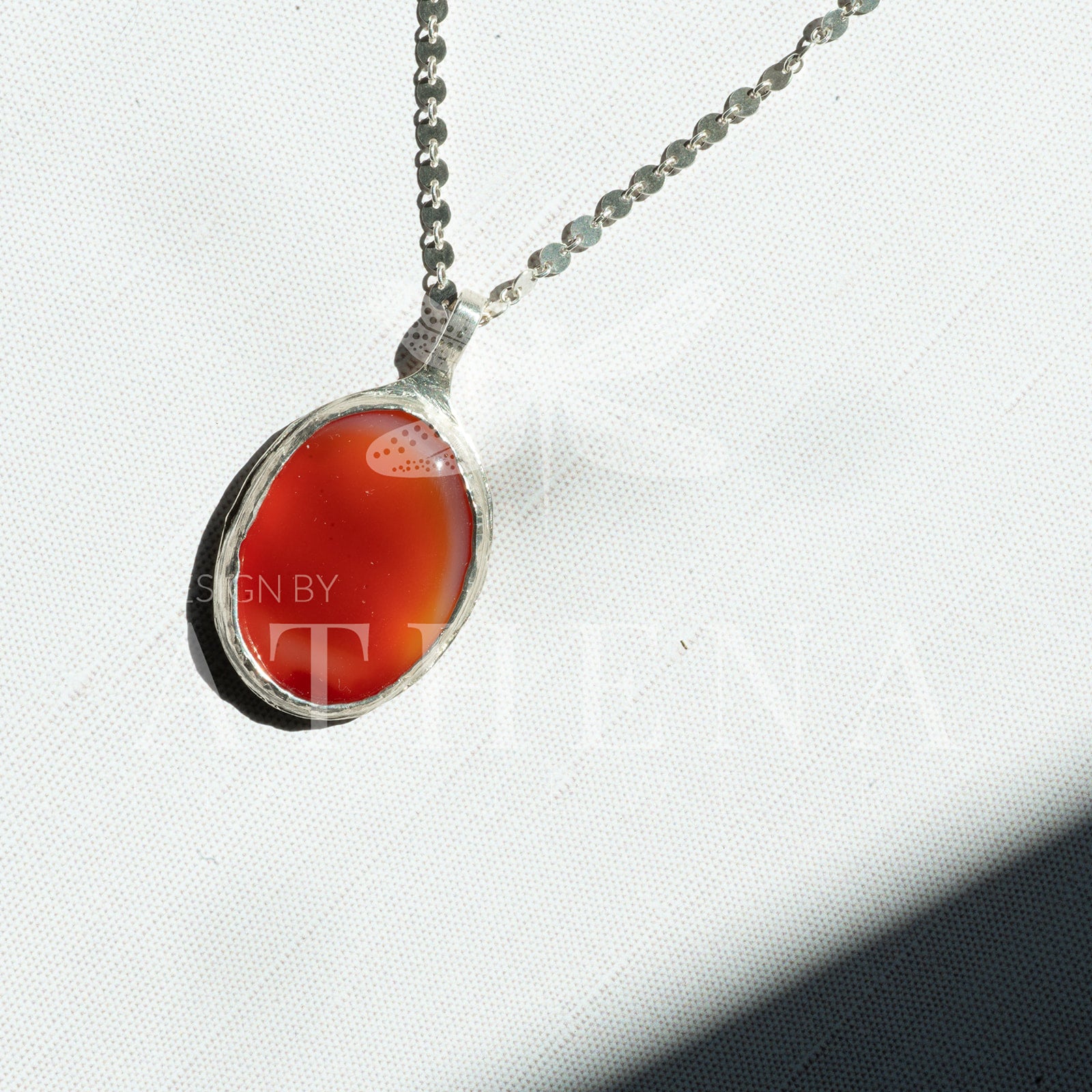 Large Carnelian Necklace in Sterling Silver – Statement Piece Echoes of the Lake Collection