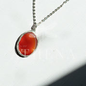 Large Carnelian Necklace in Sterling Silver – Statement Piece Echoes of the Lake Collection