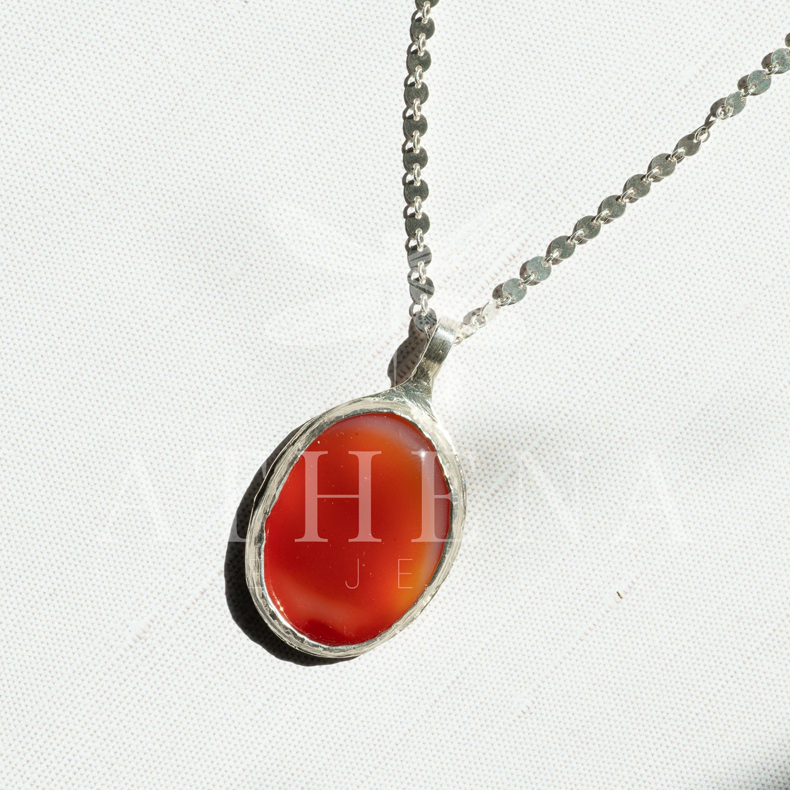 Large Carnelian Necklace in Sterling Silver – Statement Piece Echoes of the Lake Collection