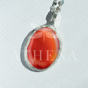 Large Carnelian Necklace in Sterling Silver – Statement Piece Echoes of the Lake Collection