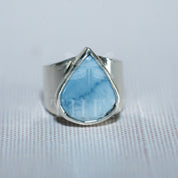 Sky - Blue Opal Ring | Sterling Silver, Bold Statement Piece | Size 6.5