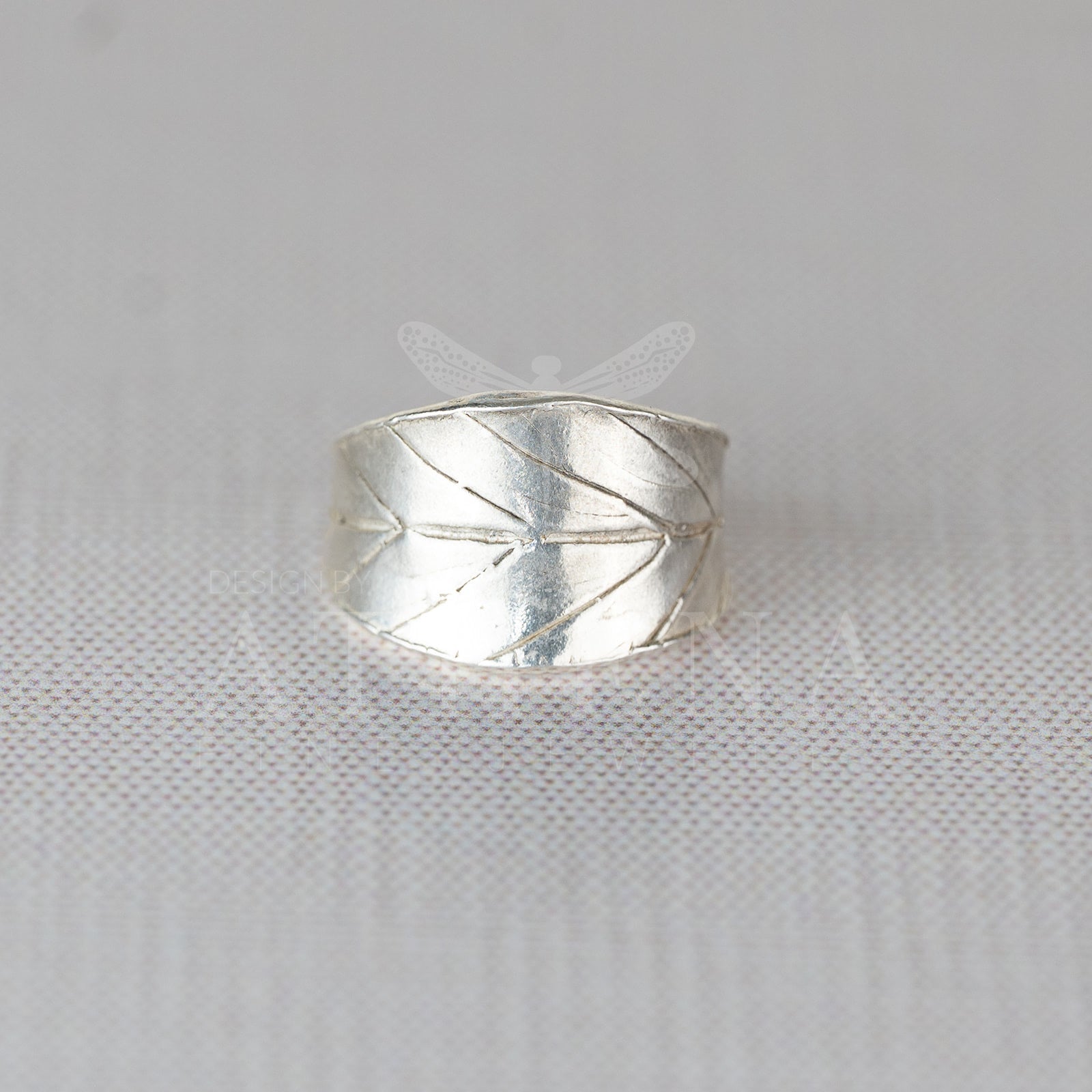 Blueberry Leaf Wraparound Ring | Handmade Sterling Silver & Gold | Unique Leaf Design