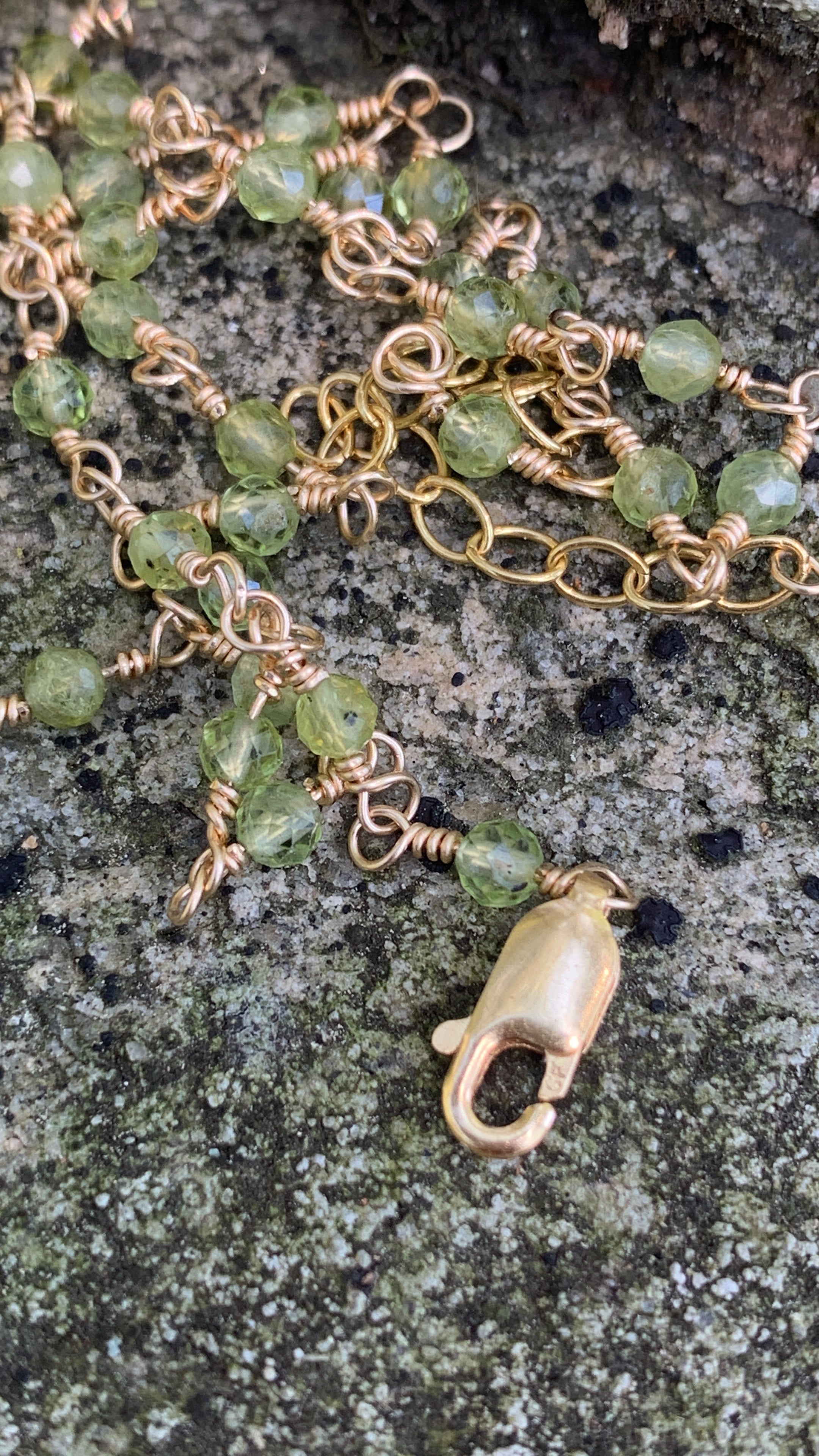 Peridot Bloom Necklace – Handcrafted Yellow Gold Fill August Birthstone