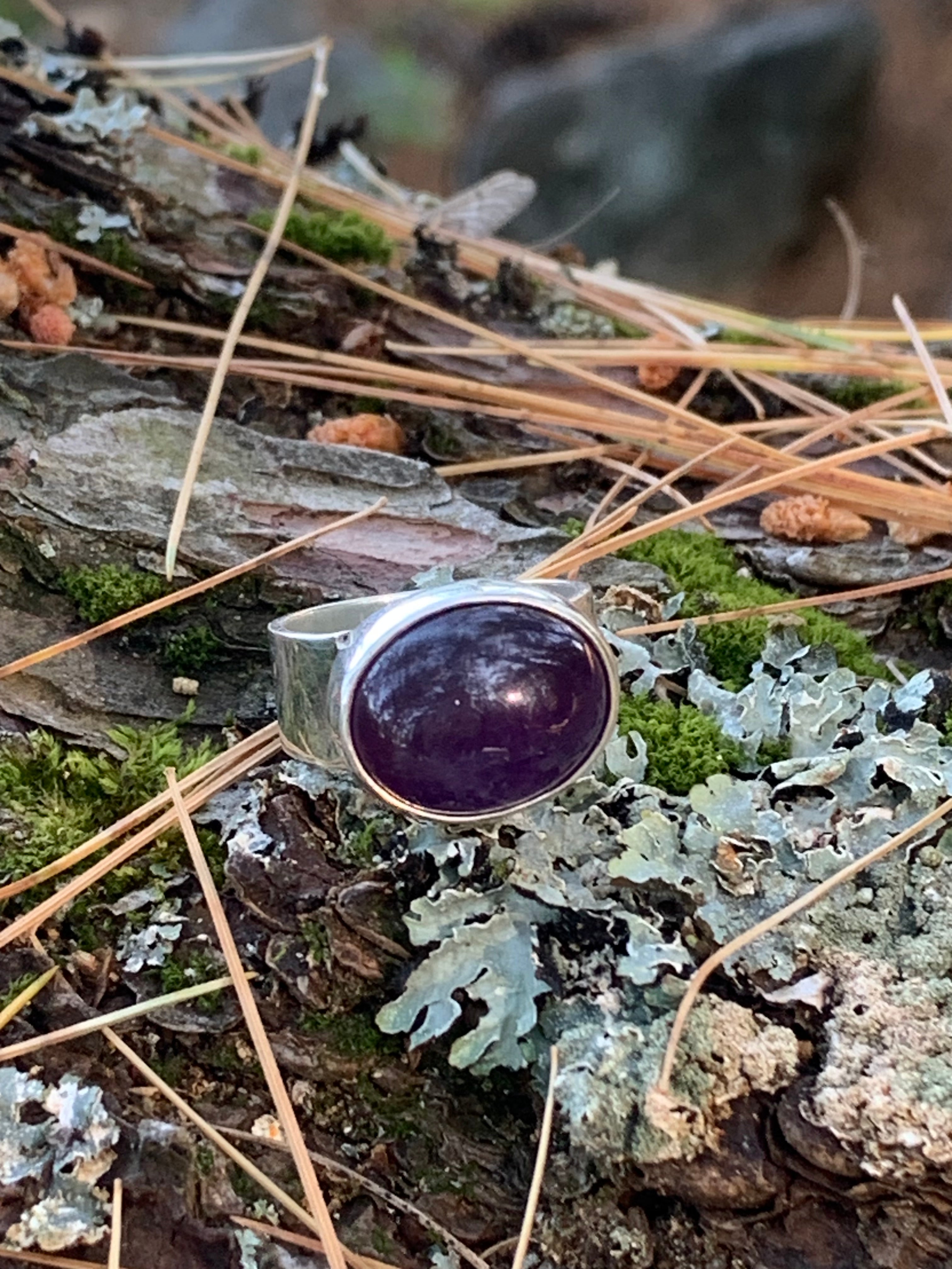 Dionysus | Amethyst Statement Ring | Wide Sterling Silver Band | One of a Kind