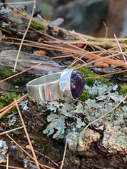 Dionysus | Amethyst Statement Ring | Wide Sterling Silver Band | One of a Kind