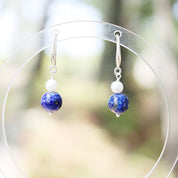 Lapis Lazuli & Pearl earrings in Sterling Silver