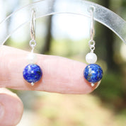 Lapis Lazuli & Pearl earrings in Sterling Silver