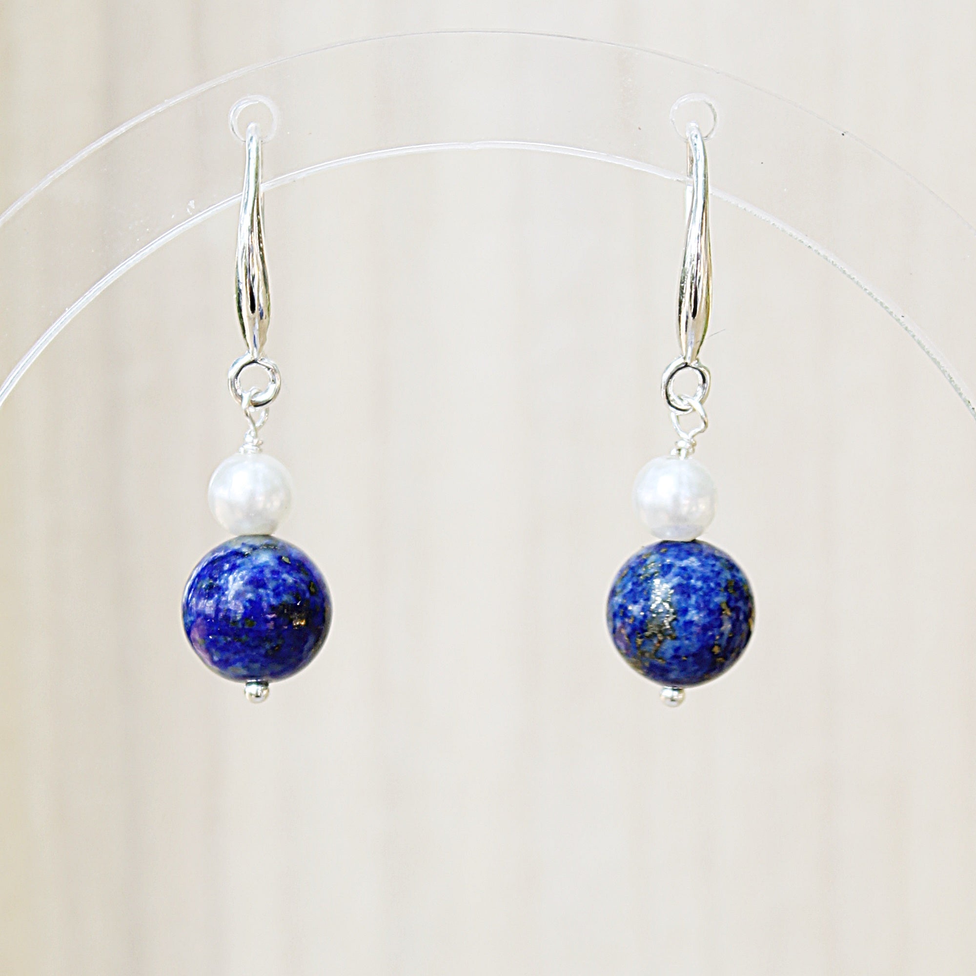 Lapis Lazuli & Pearl earrings in Sterling Silver