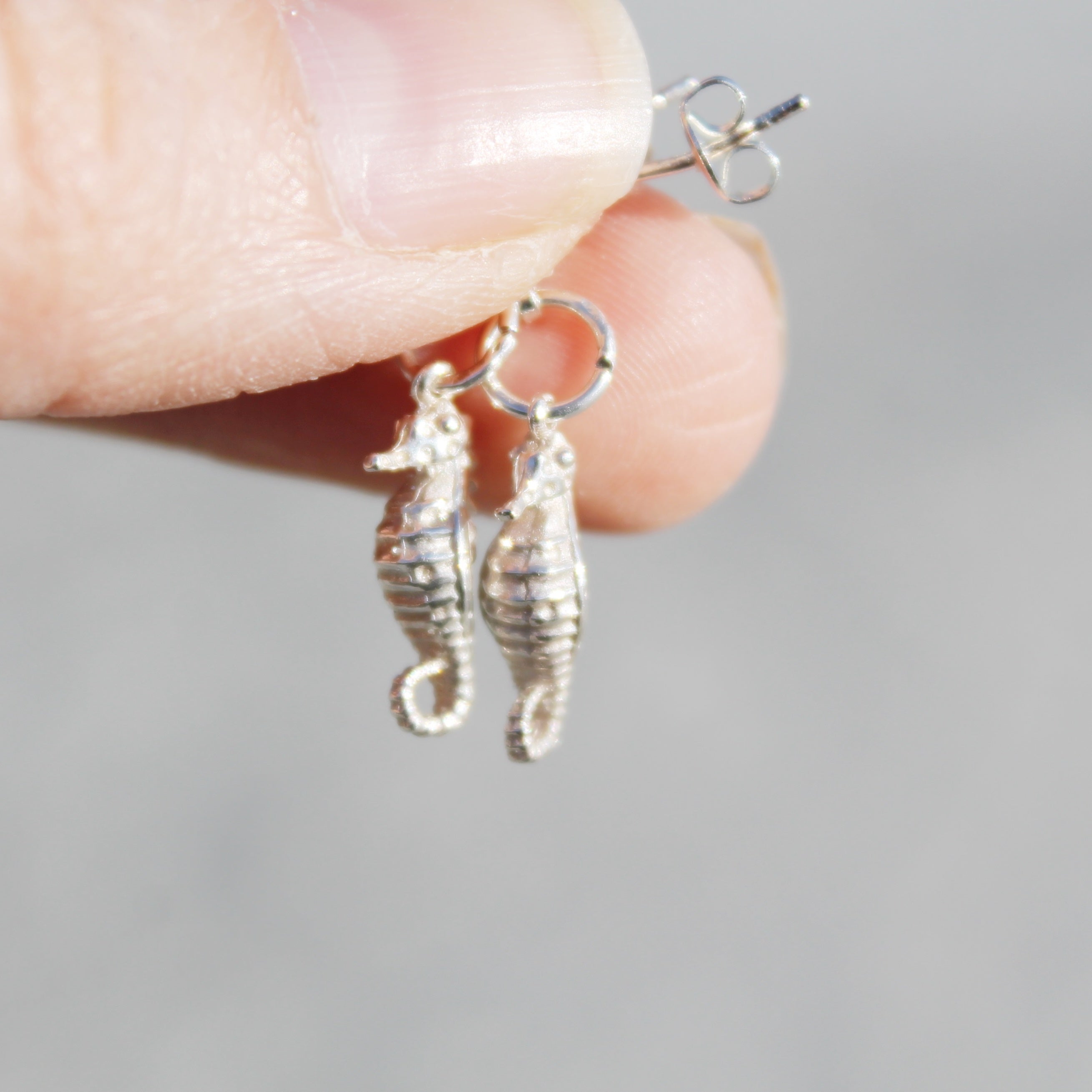 Seahorse Earrings in Sterling Silver