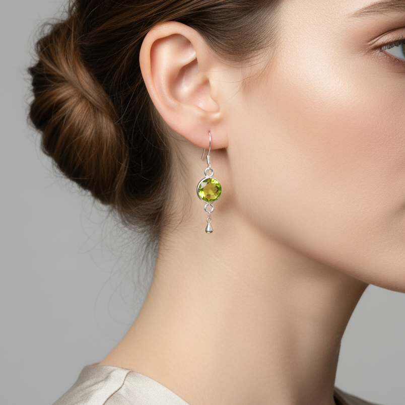 August Birthstone Earrings – Peridot in Sterling Silver