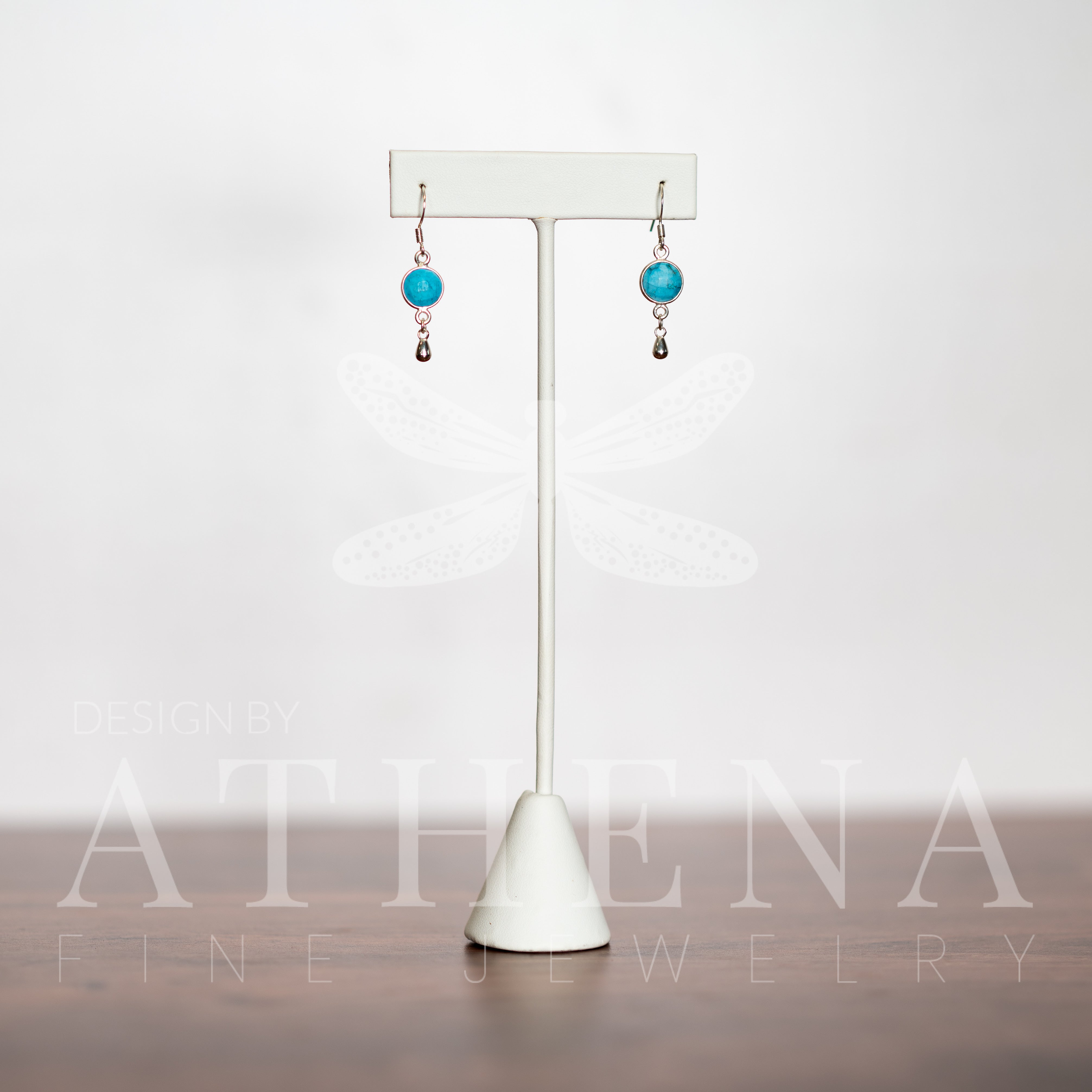 December Birthstone Earrings – Raw Turquoise in Sterling Silver