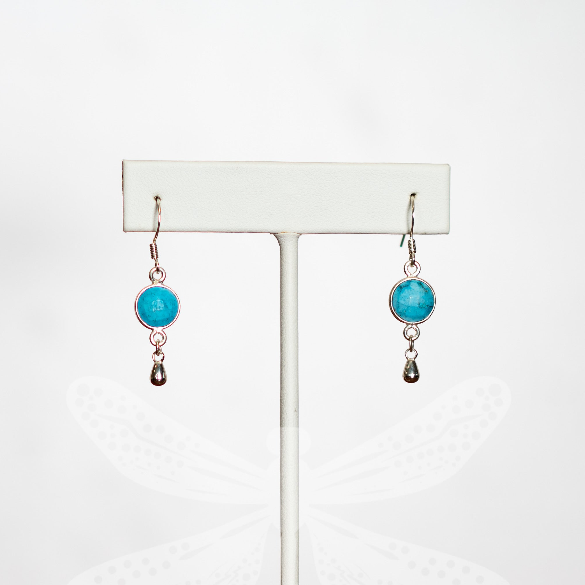 December Birthstone Earrings – Raw Turquoise in Sterling Silver