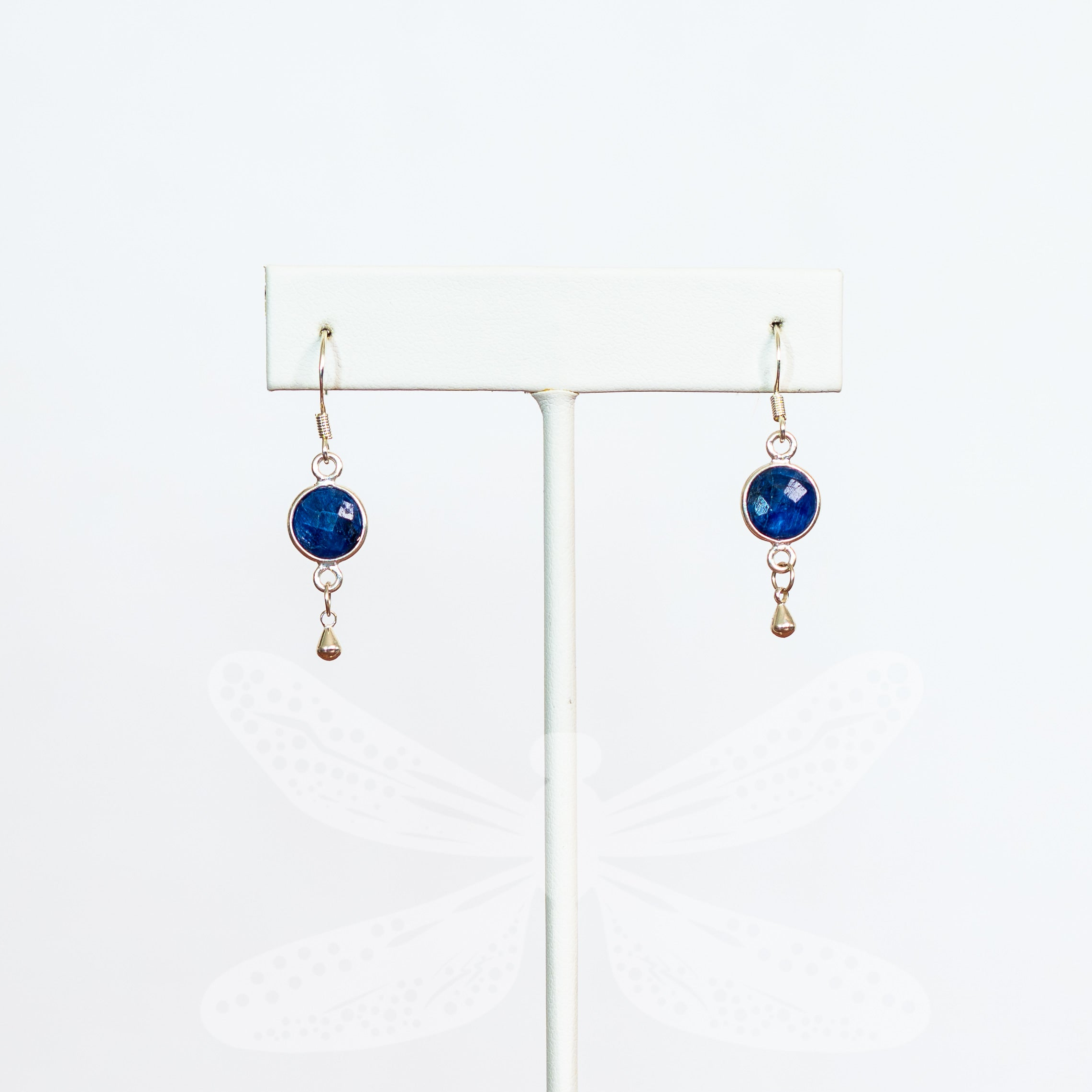 September Birthstone Earrings – Raw Sapphire in Sterling Silver