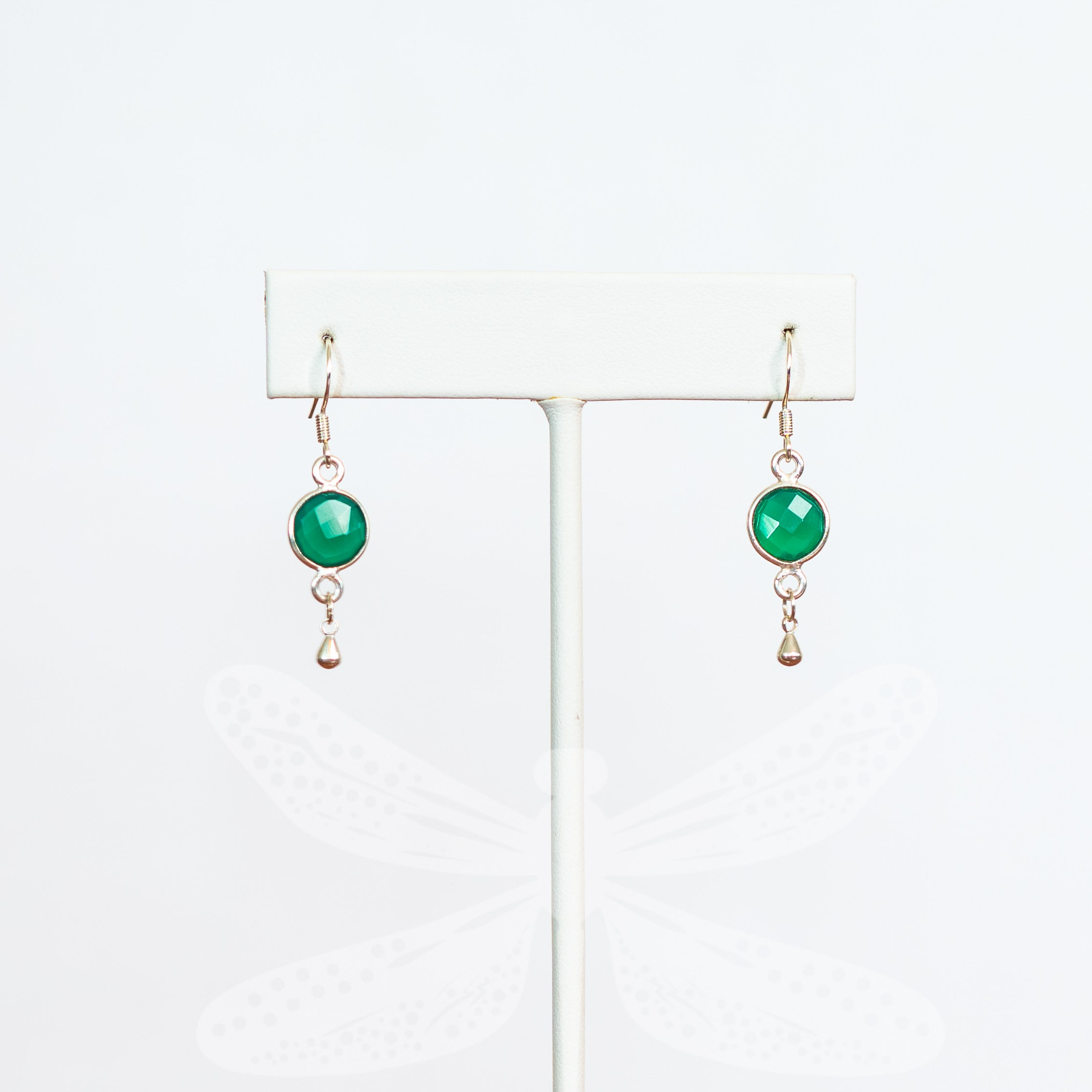 May Birthstone Earrings – Emerald in Sterling Silver