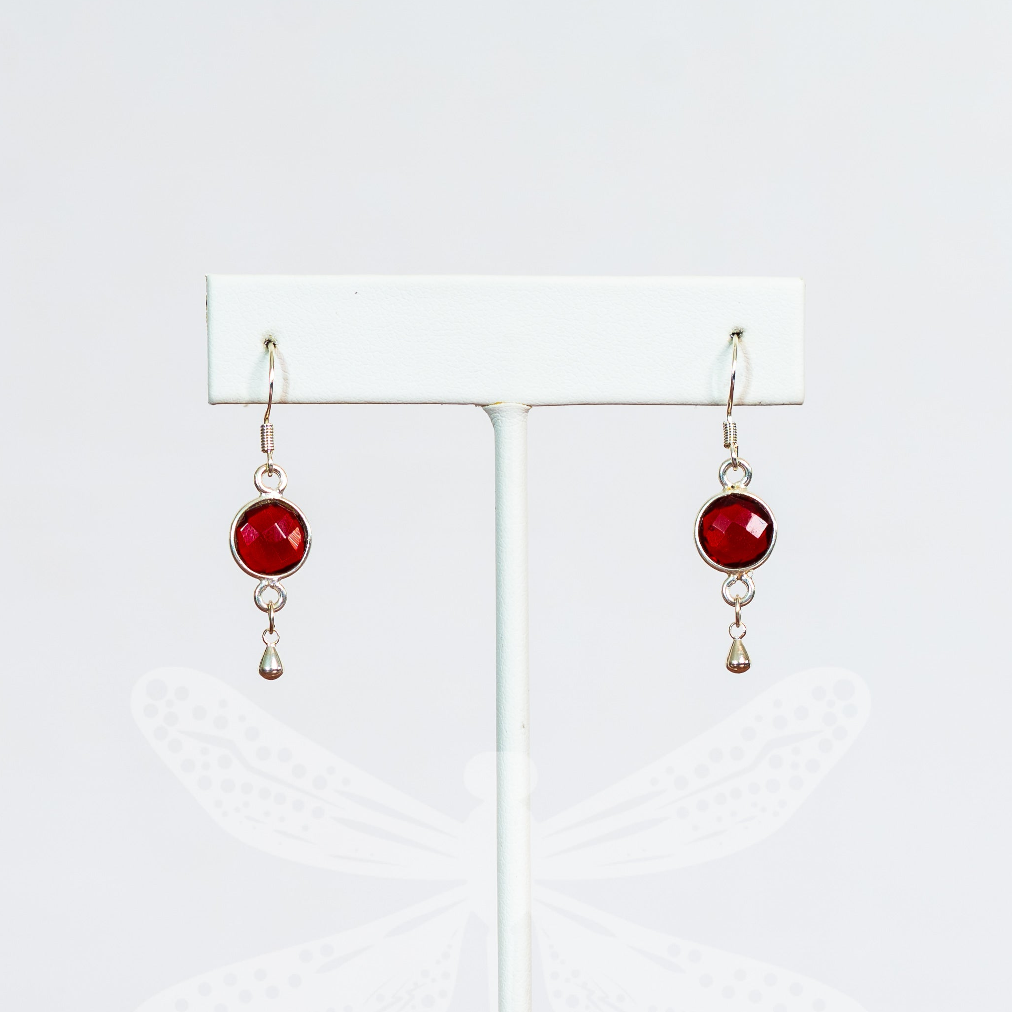 January Birthstone Earrings – Red Garnet in Sterling Silver