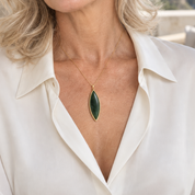 Natural Jade Pendant in Solid 18K Yellow Gold — One of a Kind