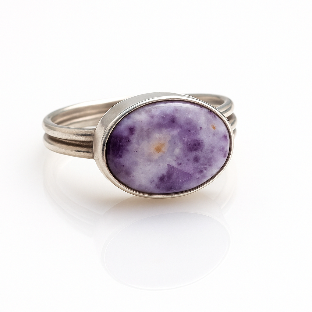Tiffany Stone Silver Bezel Ring – Elysia | Rare Purple Gemstone | One-of-a-Kind Sterling Silver Jewelry