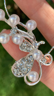 #033 Bridal Flower Pearl & Crystal Hair Vine 12" for Wedding or Prom