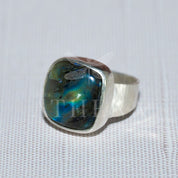 Passage Ring | Square-Cut Fluorite in Sterling Silver | Handcrafted Jewelry | One-of-a-Kind