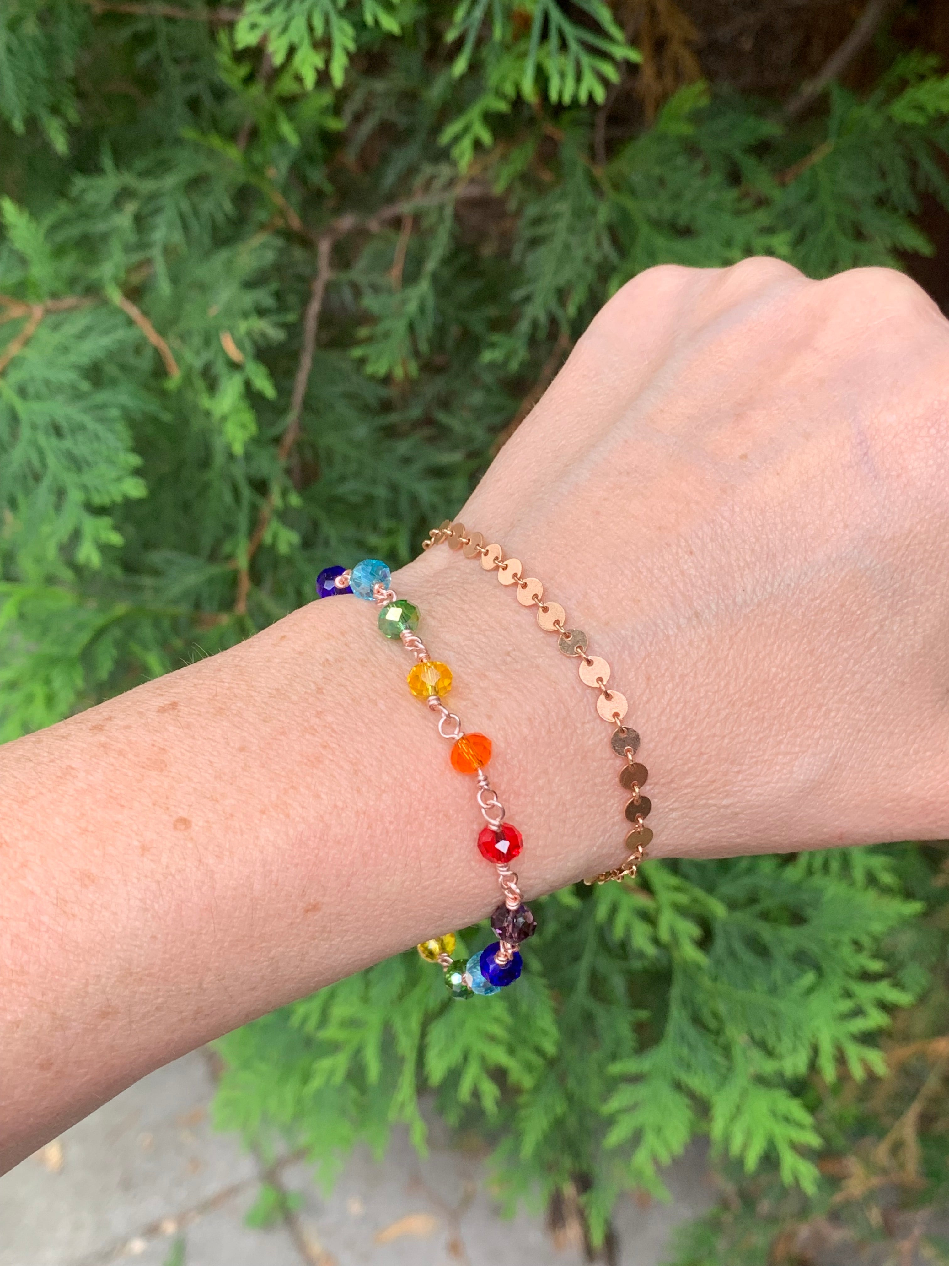 Rose Gold-Filled Flat Circle Link Bracelet | Custom Sizing 5–7.5 Inches + Extension