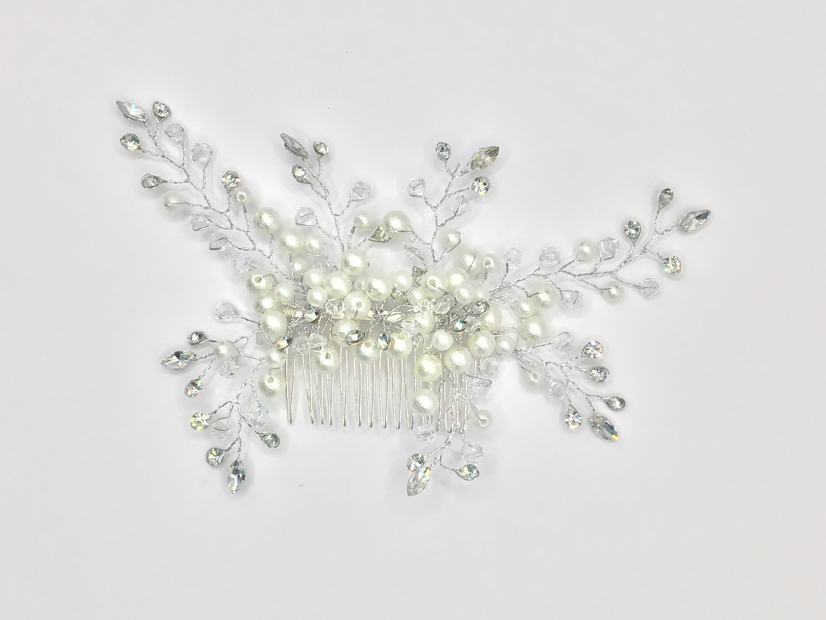 Silver Frosted Pearl Bridal Hair Comb, Wedding, Decorative Pin, Bridal Pin, Bridesmaid, Wedding Hair Accessories, Ornamental Accessories