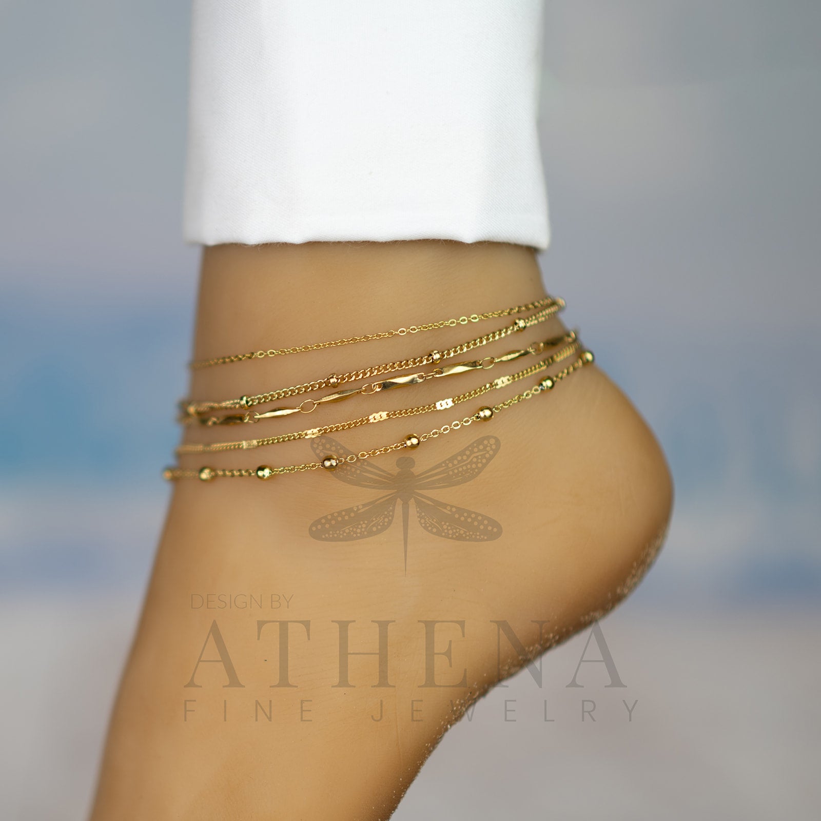 Sample Sale: 5-Piece Stainless Steel Anklet Set – Customizable Length, Tarnish-Resistant, Gold/Silver Finish