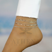 5 Anklet Set in Sterling Silver, Platinum Plated